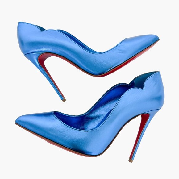 Christian Louboutin Hot Chick 100 Pumps EU 36.5 US 6.5 Metallic Blue High Heel - Picture 9 of 14